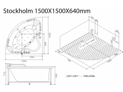 Whirlpool 150cm Eck-Badewanne STOCKHOLM Comfort