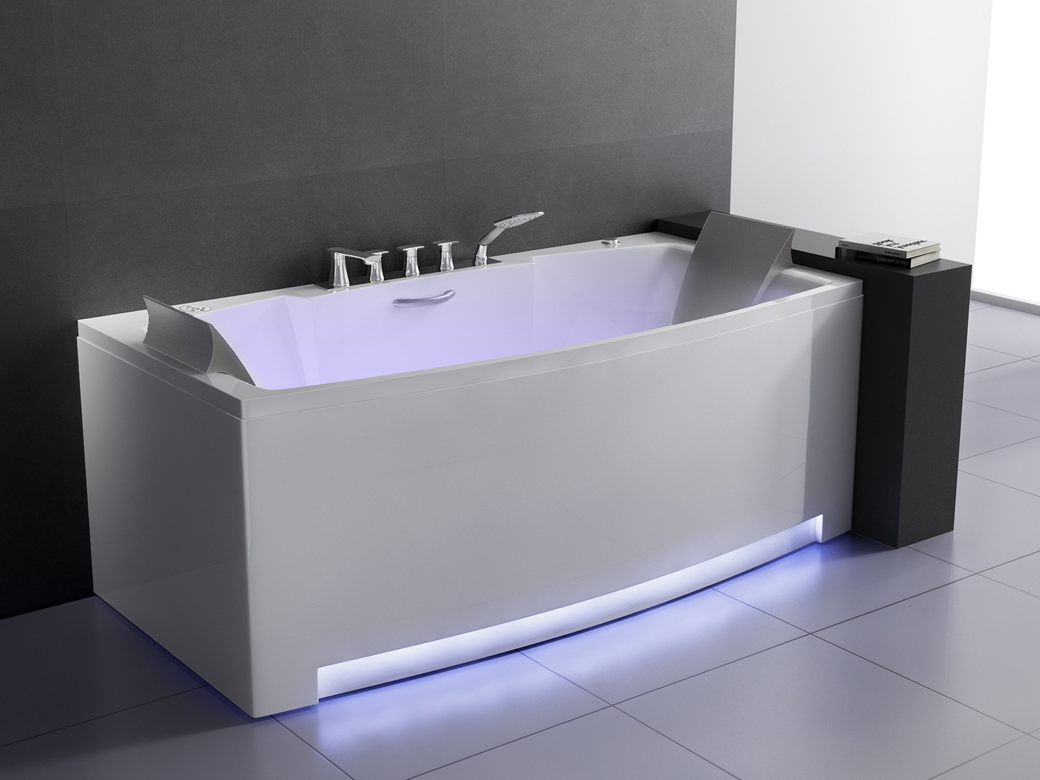 Whirlpool 180cm Rechteck-Badewanne KOPENHAGEN Comfort