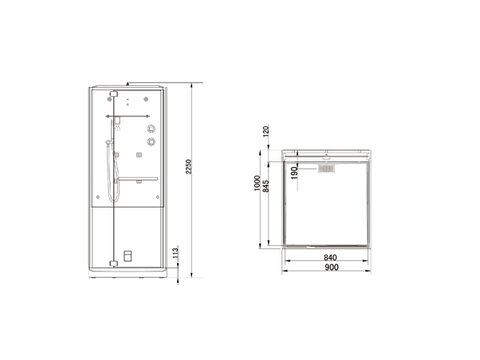 Dampfdusche B1202-1 225 x 100 x 90cm Eckmodell
