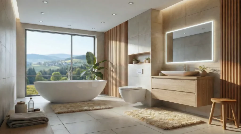 generously proportioned modern bathroom