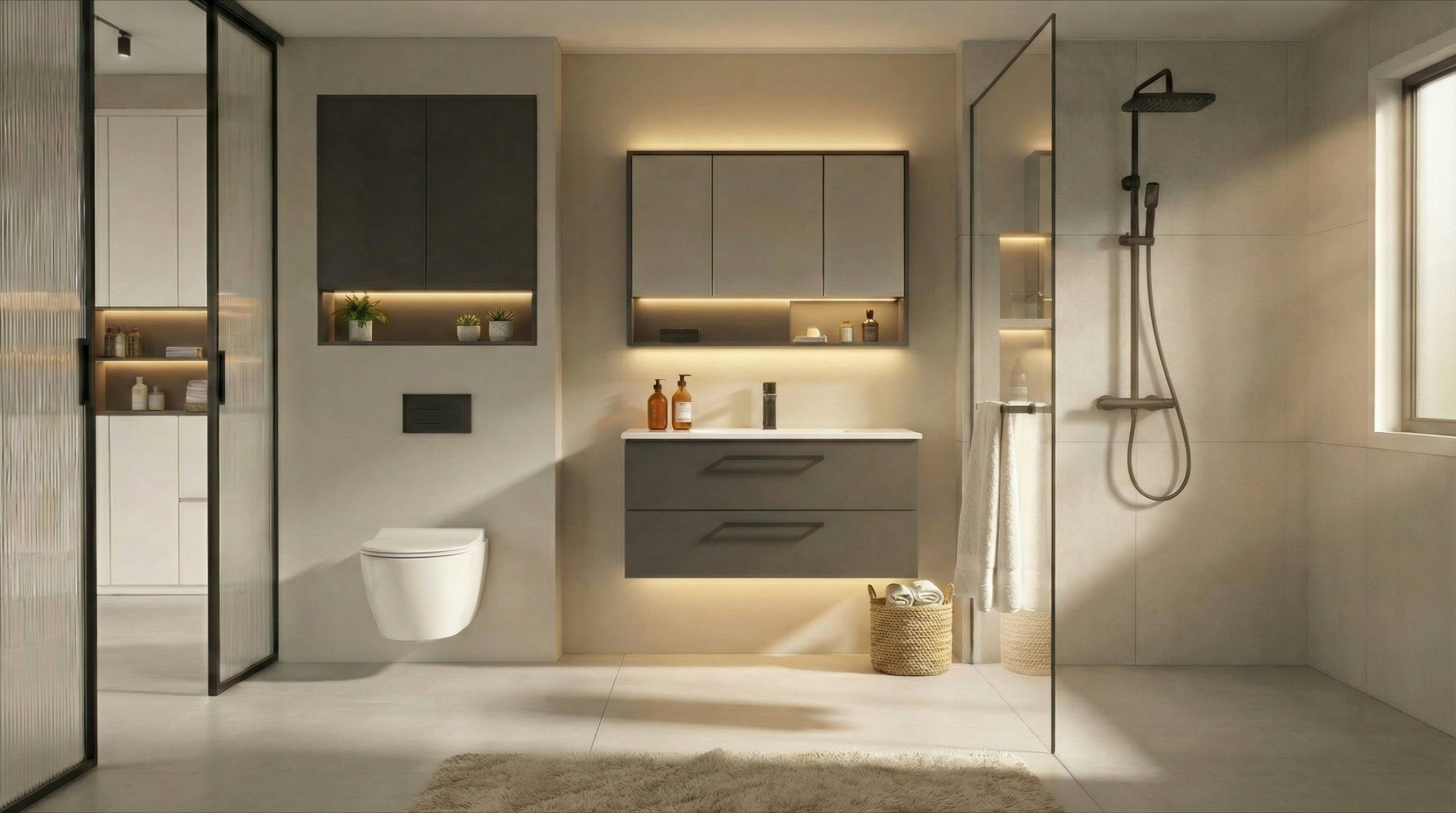 Modernes Badezimmer, welches pflegeleicht ist.