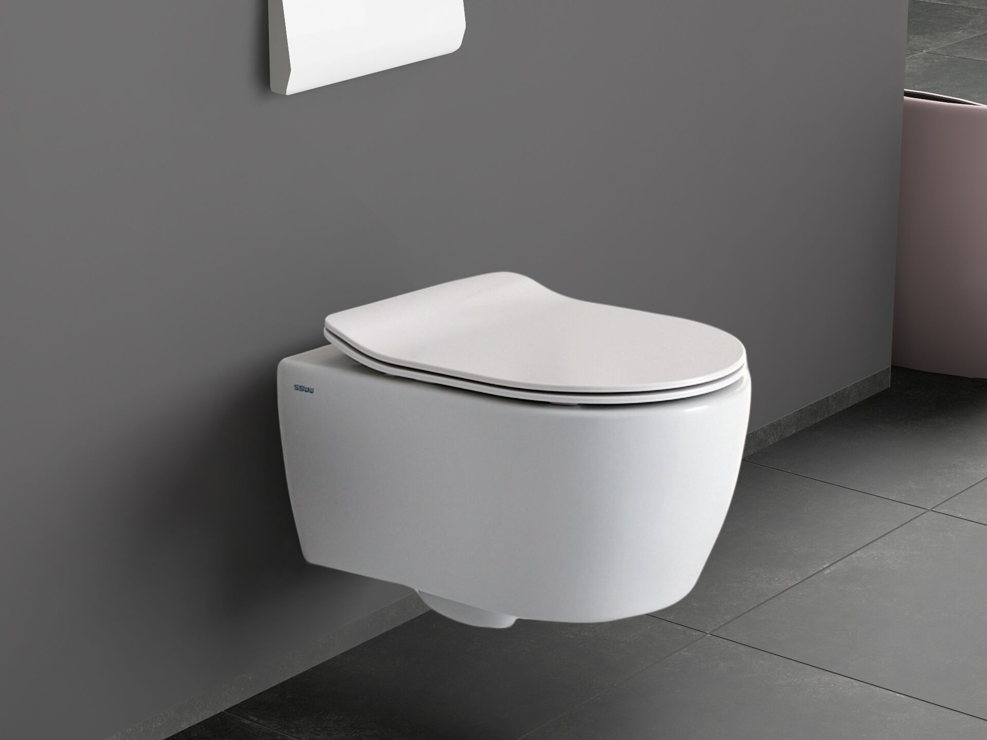 SSWW ALPHA Design H&auml;nge Wand WC inkl. Ultrad&uuml;nnem Sitz mit Softclose Absenkautomatik + Abnehmbar