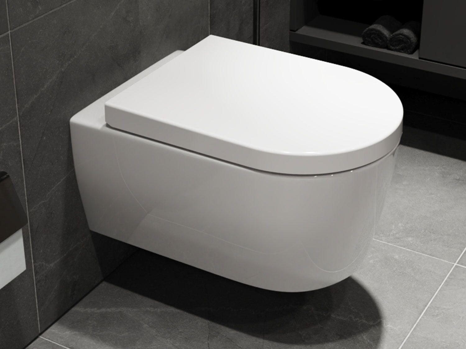SSWW ALPHA Design H&auml;nge WC Kurz Sp&uuml;lrandlos Toilette inkl. WC Sitz mit Softclose Absenkautomatik + Abnehmbar