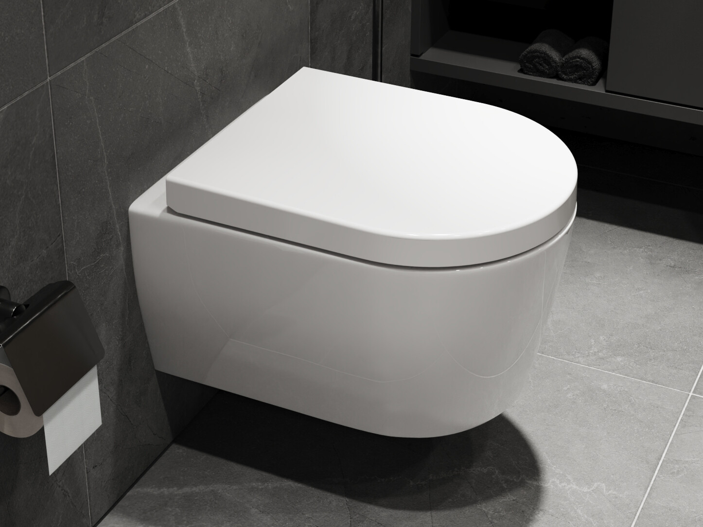 SSWW ALPHA Design H&auml;nge WC Kurz Sp&uuml;lrandlos Toilette inkl. WC Sitz mit Softclose Absenkautomatik + Abnehmbar