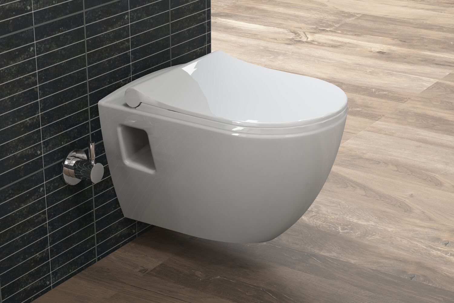 Aqua Bagno Design H&auml;nge-WC Set LEIA TAHARAT - Wc inkl. Sitz Dusch-WC Taharet