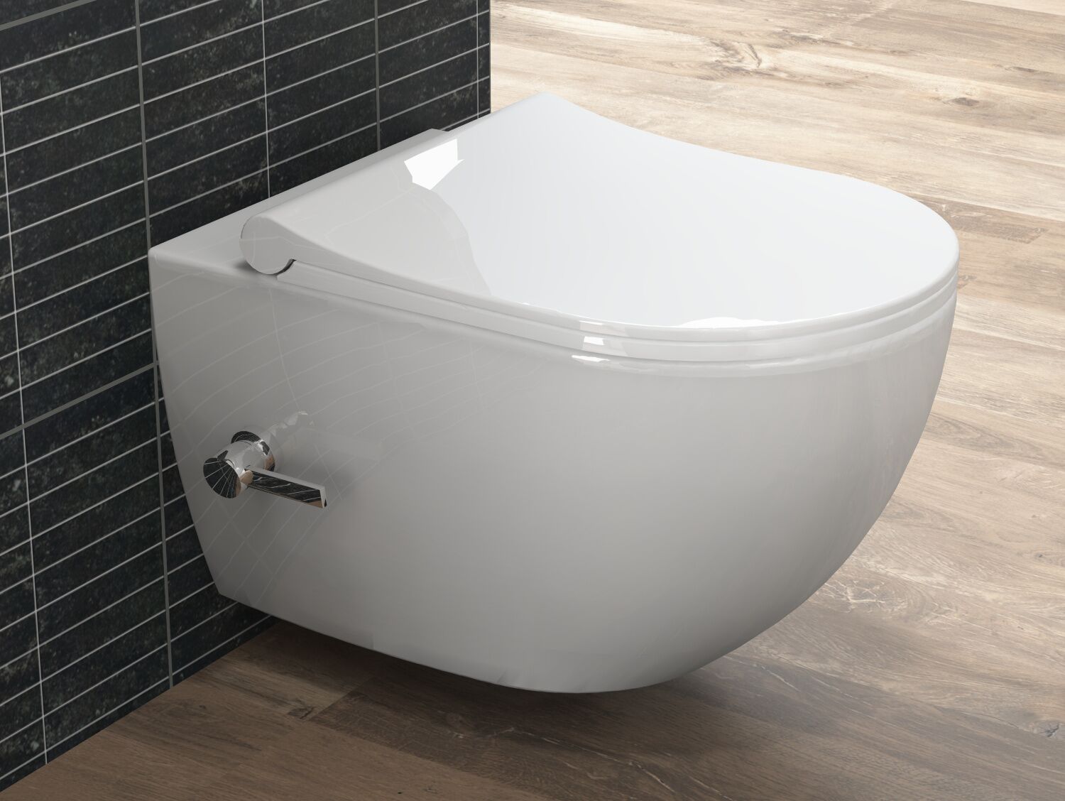 Aqua Bagno Sp&uuml;lrandloses H&auml;nge Dusch WC aus Keramik mit Bidet Funktion 10.32.10.02KTV - Taharet Toilette
