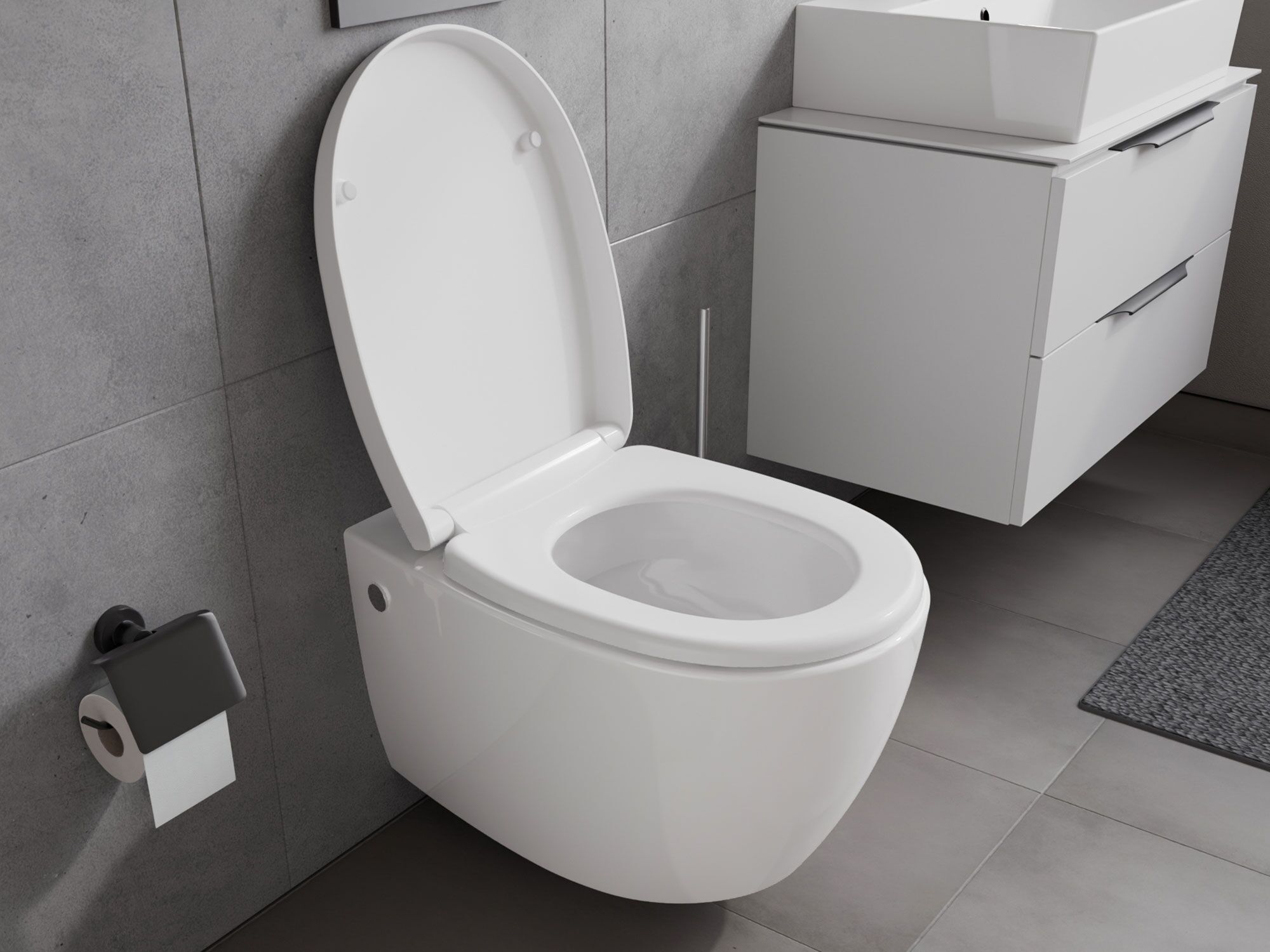 weiß Lux-aqua spülrandlos Wand Hänge Tiefspül Toilette Klo mit Softclose WC Sitz 2196 