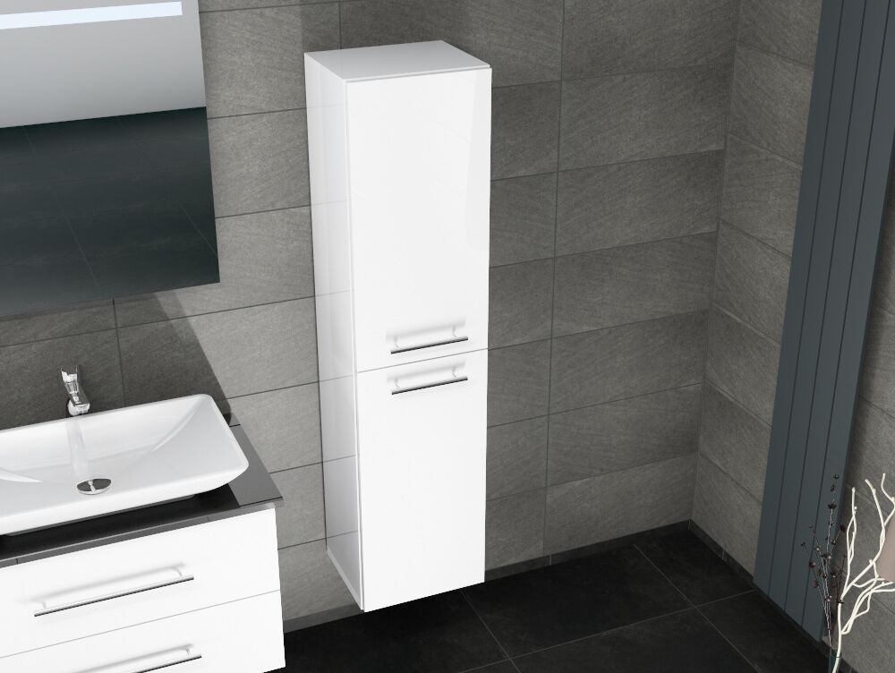 Aqua Bagno Seitenschrank Flex Serie wei&szlig; hochglanz lackiert, (350x1400x300mm)