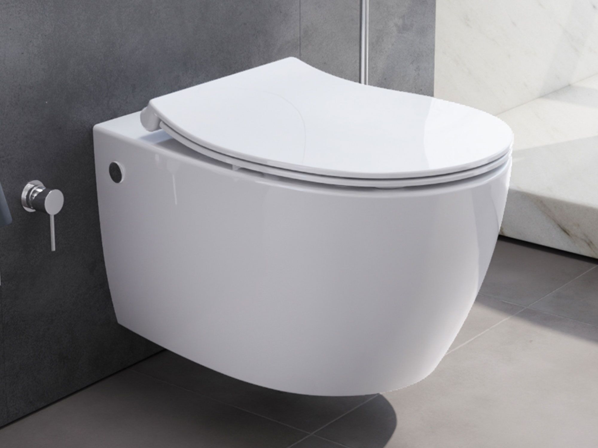 Taharet Design H&auml;nge Dusch WC aus Keramik Wand WC - sp&uuml;lrandlos Slim