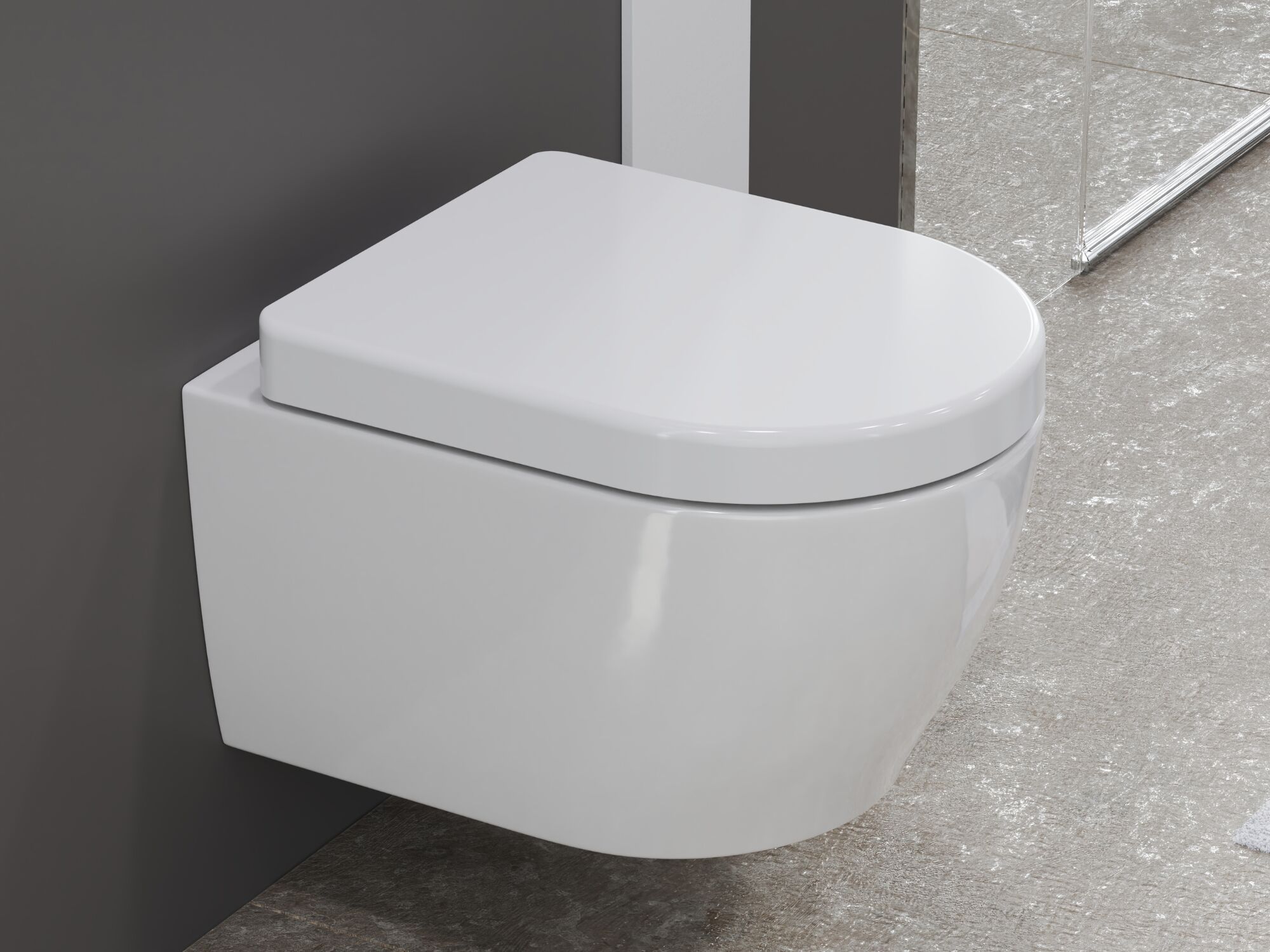 Sp&uuml;lrandloses WC - Design H&auml;nge-WC Toilette abnhembarer softclose Toiletten-Sitz Wand-WC - kurze Variante
