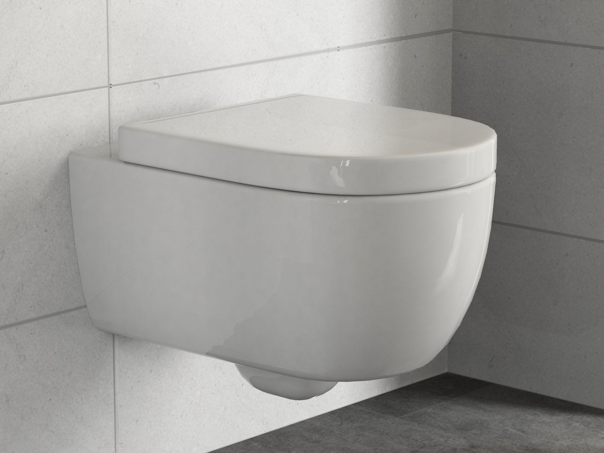Sp&uuml;lrandloses WC mit abnehmbarem softclose Toiletten Sitz - Design H&auml;nge Wand-WC - Toilette