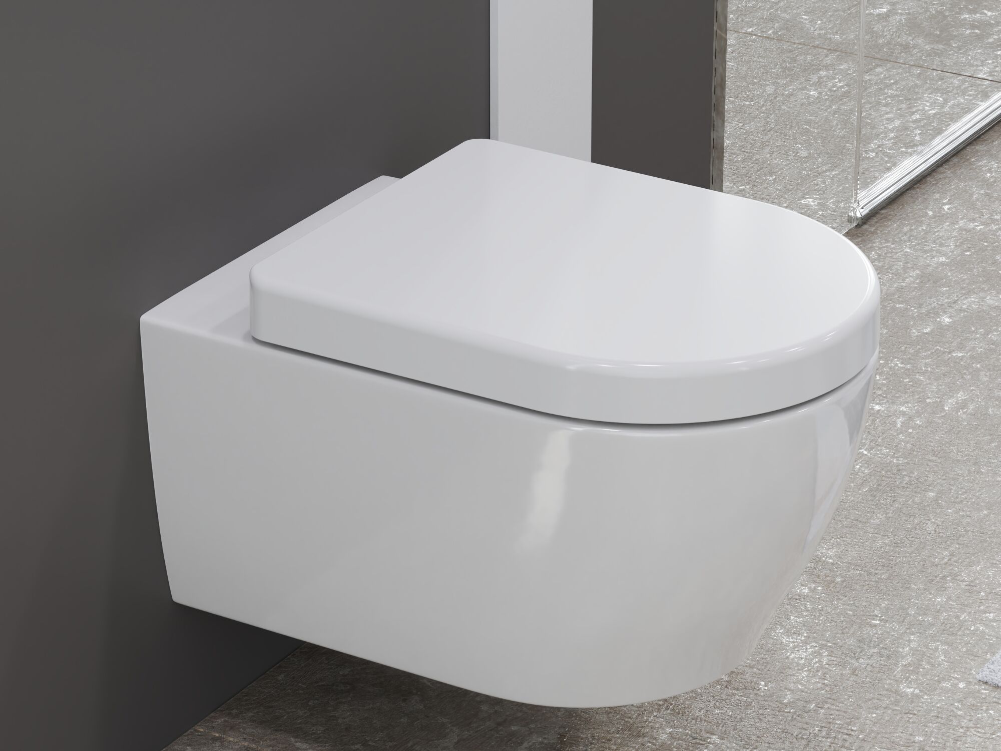 Sp&uuml;lrandloses WC mit abnehmbarem softclose Toiletten Sitz - Design H&auml;nge Wand-WC - Toilette