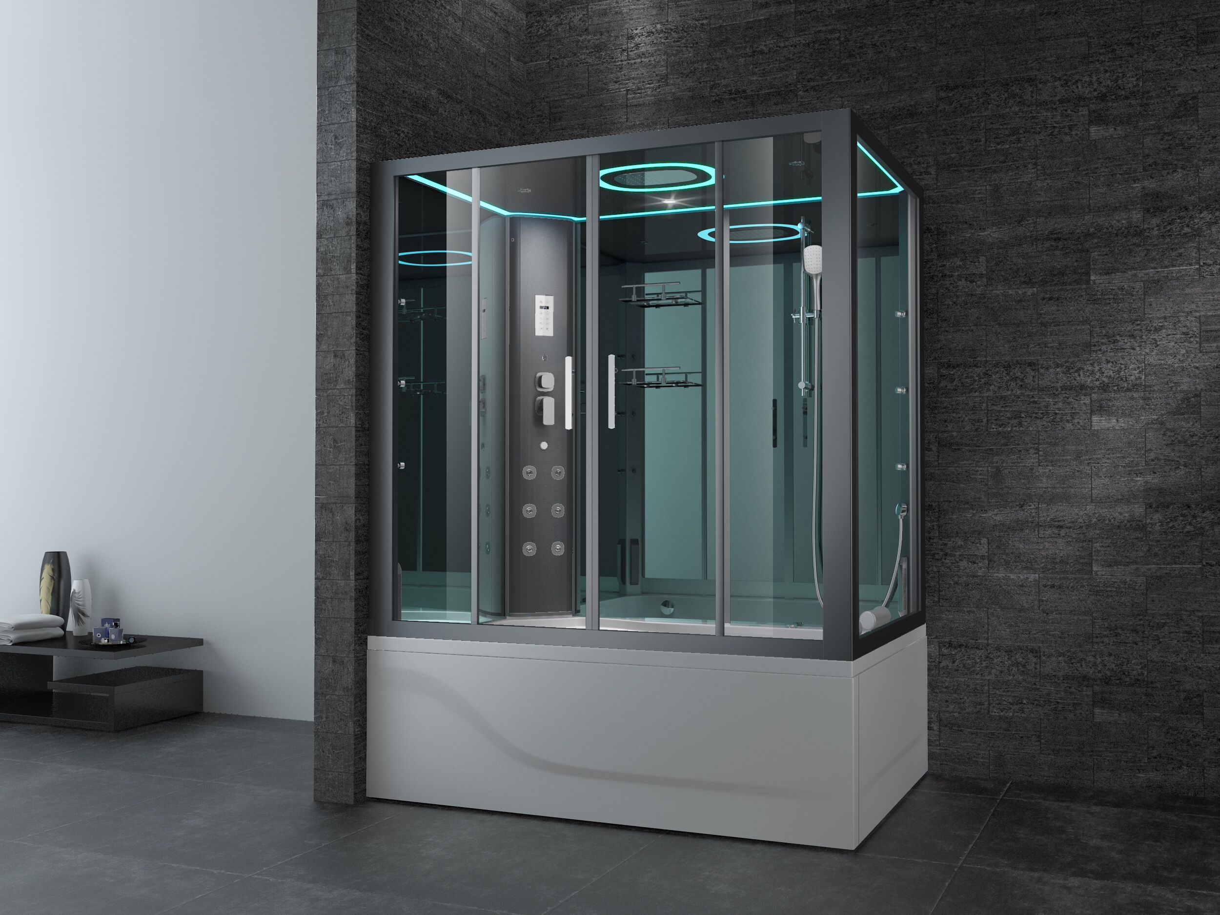 Dampfdusche Dampfsauna Rechteck mit Whirlpool BU616