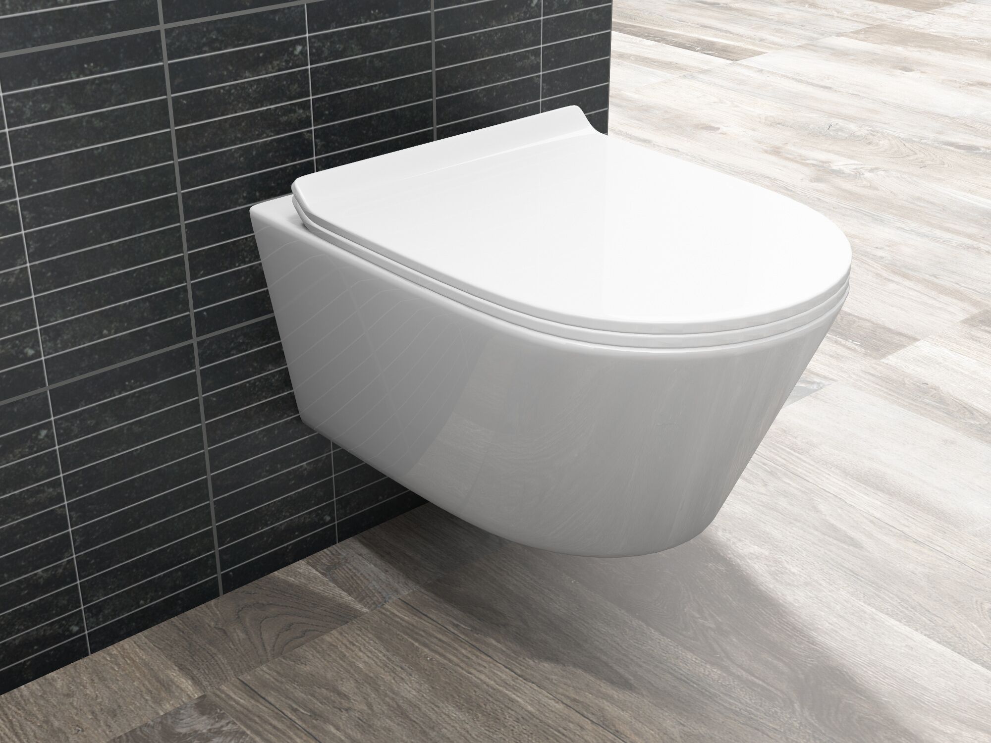 SSWW BETA Design H&auml;nge WC Sp&uuml;lrandlos Toilette inkl. WC Sitz mit Softclose Absenkautomatik + abnehmbar