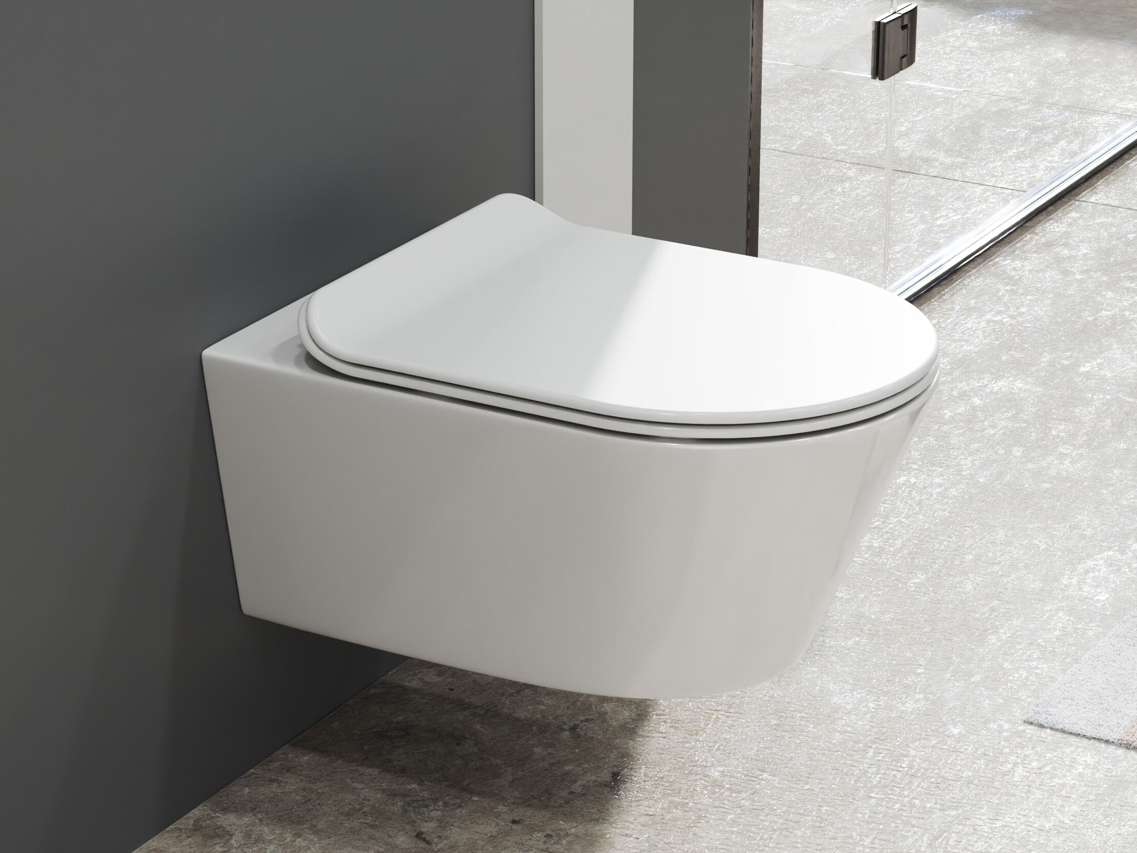 SSWW BETA Design H&auml;nge WC Sp&uuml;lrandlos Toilette inkl. WC Sitz mit Softclose Absenkautomatik + abnehmbar