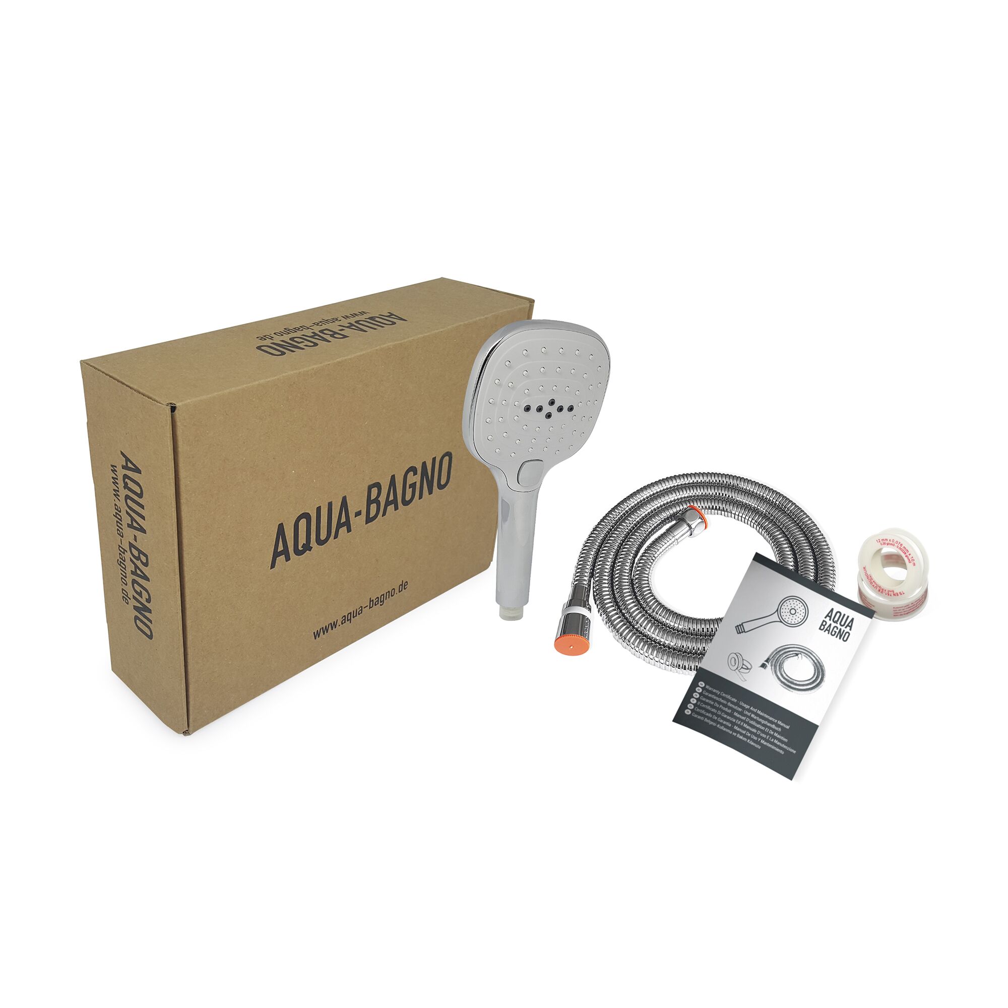 Aqua Bagno Handbrause-Set Zero 2-teilig Handbrause und Brauseschlauch 150cm