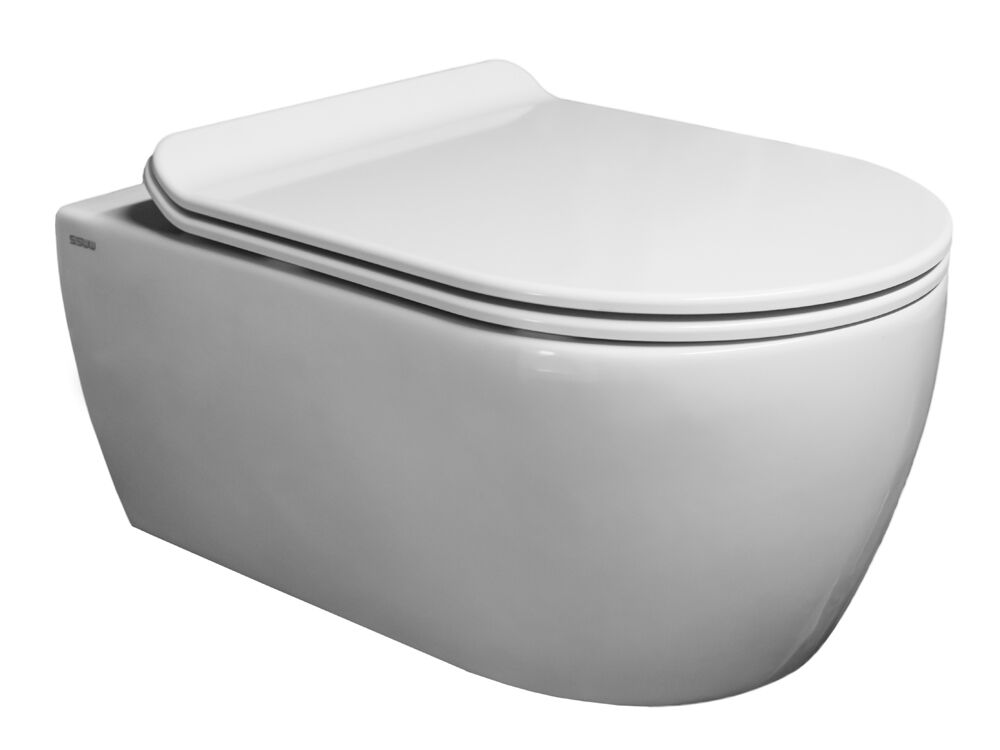 SSWW ALPHA Design H&auml;nge WC Sp&uuml;lrandlos Toilette inkl. ultra flachen abnehmbaren WC Sitz mit Softclose-Funktion - Lotuseffekt