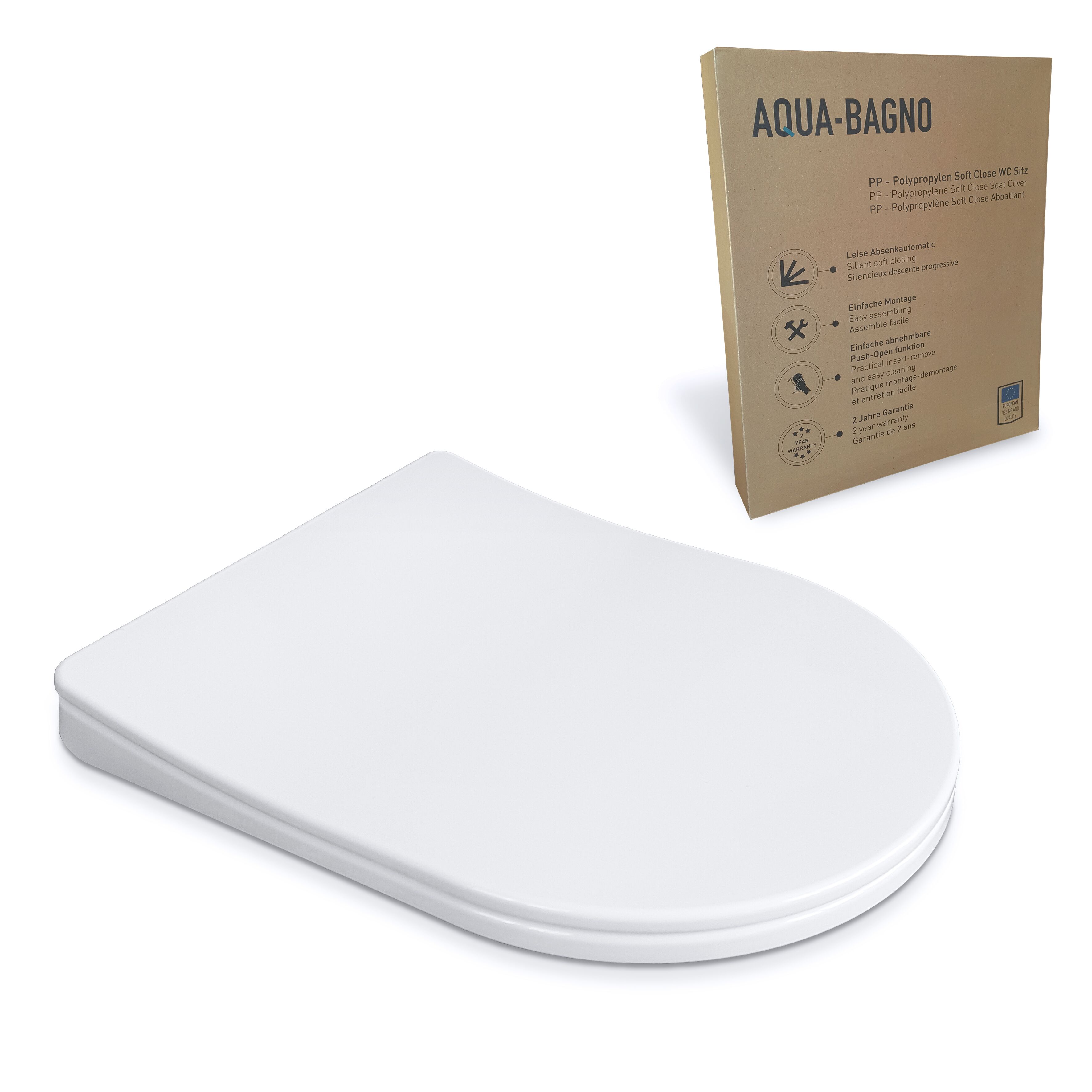 Aqua Bagno Diamond - WC-Sitz mit Absenkautomatik Softclose aus PP