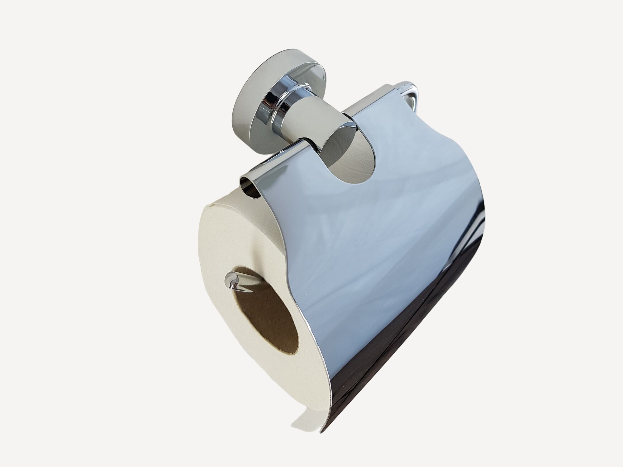 Aqua Bagno ZERO Toilettenpapierhalter mit Abdeckung chrom - Papierhalter mit hygienischem Deckel