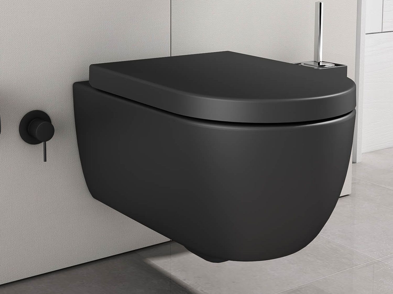 Aqua Bagno Taharet WC-Set Cocon 2.0 BIG schwarz matt inkl. Softclose Sitz