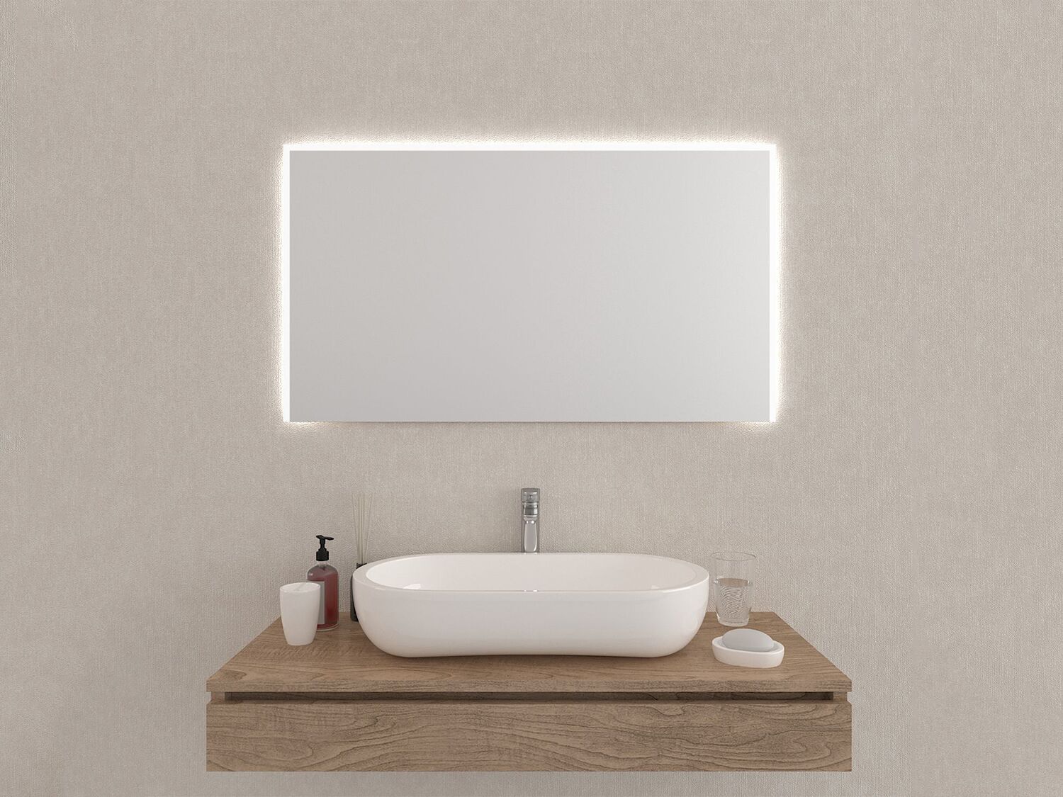 Aqua Bagno Badezimmerspiegel mit LED-Beleuchtung nach Ma&szlig; Smile SPH.SR