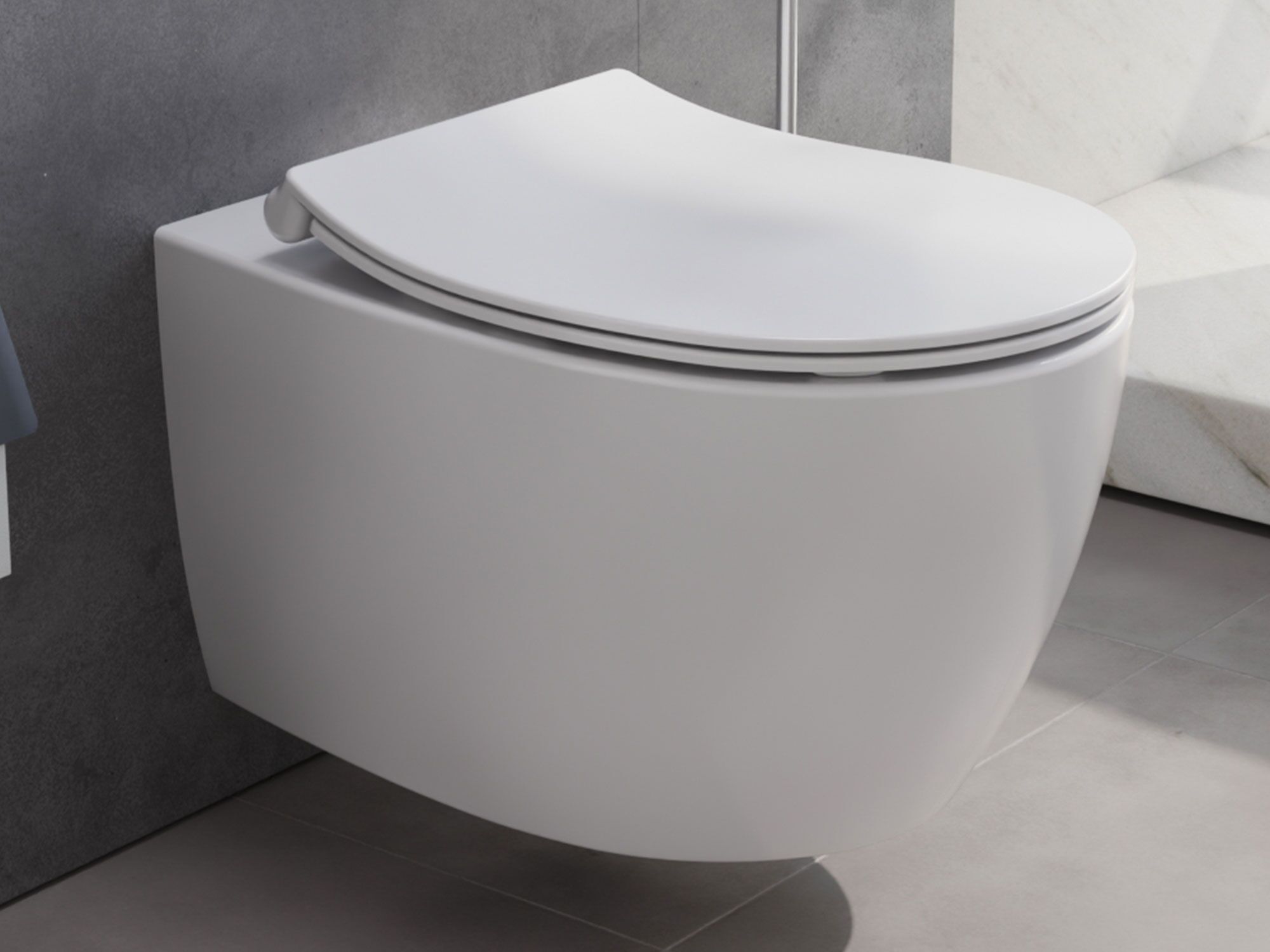 Aqua Bagno sp&uuml;lrandlose Toilette H&auml;nge WC wei&szlig; matt inkl. Softclose Deckel