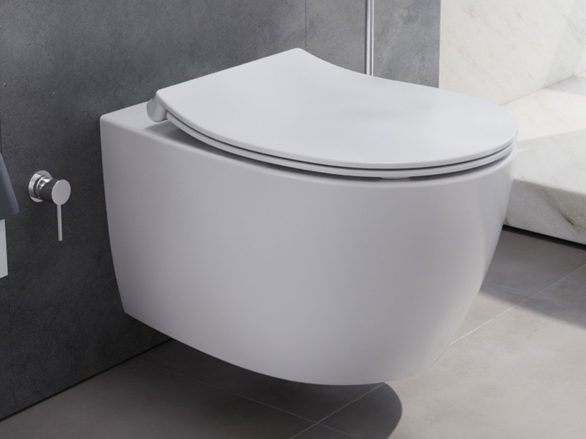 Aqua Bagno sp&uuml;lrandloses H&auml;nge Dusch-WC wei&szlig; matt inkl. Softclose Deckel