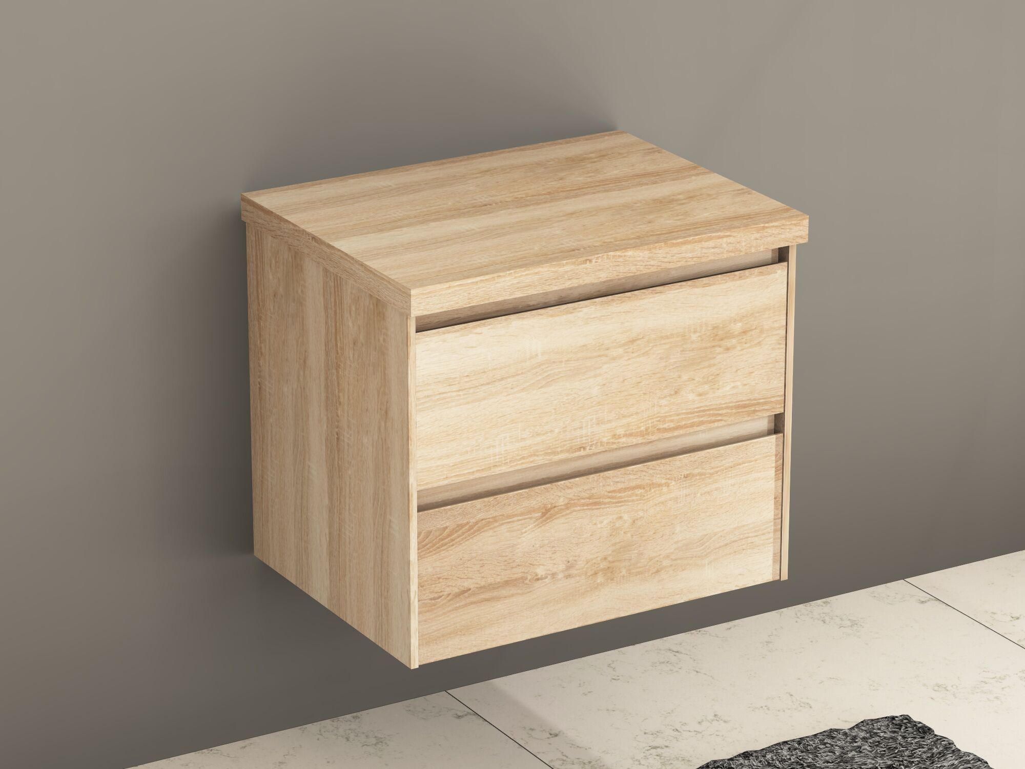 Duo Waschtischunterschrank 60, Eiche Gold, Tr&auml;gerplatte