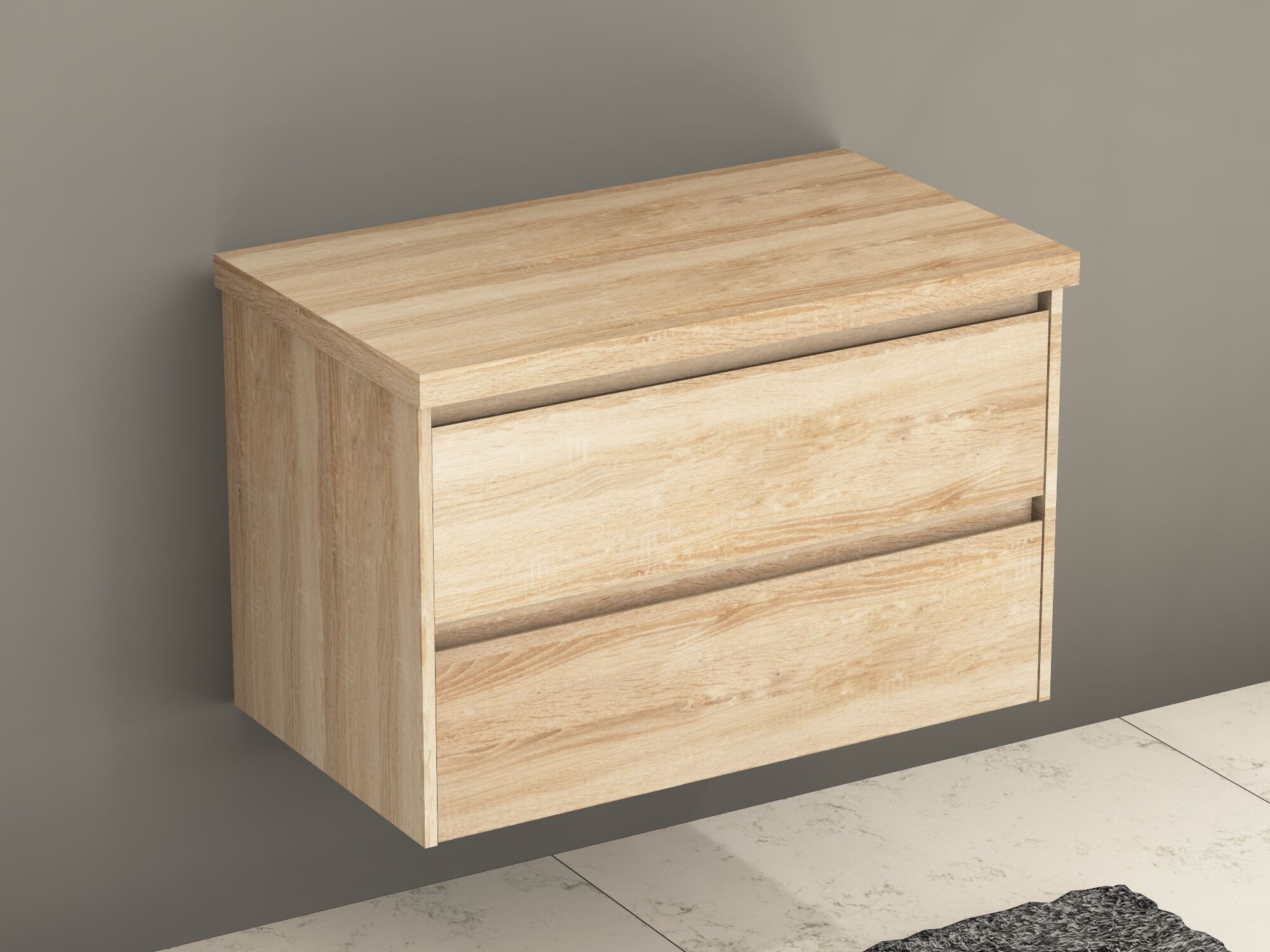Duo Waschtischunterschrank 80, Eiche Gold, Tr&auml;gerplatte