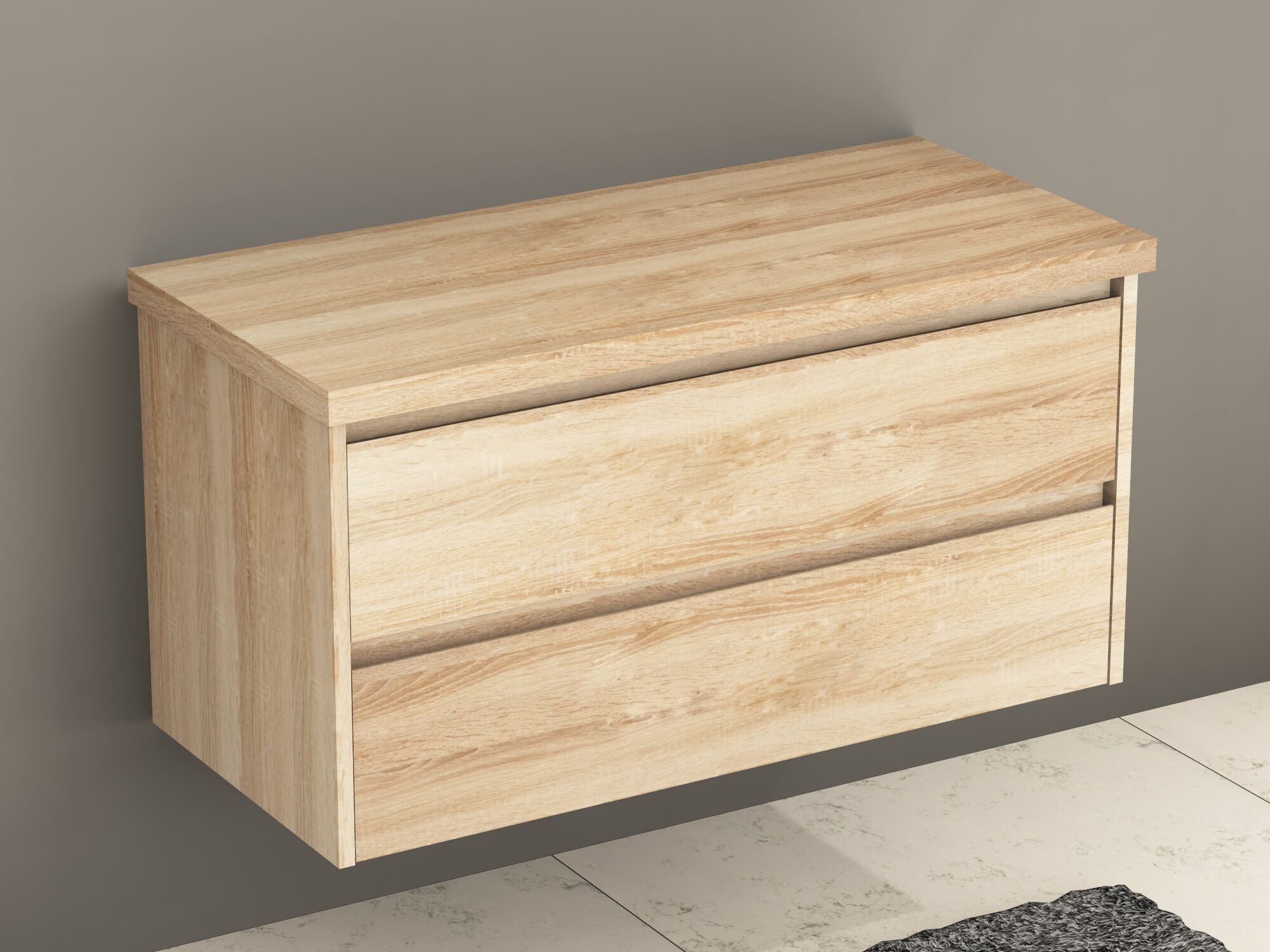 Duo Waschtischunterschrank 100, Eiche Gold, Tr&auml;gerplatte