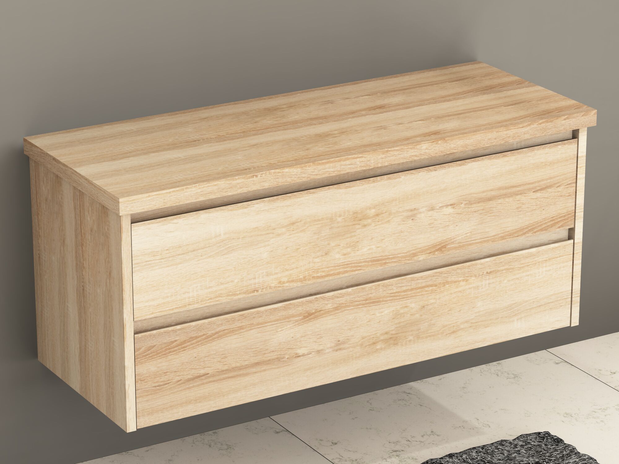 Duo Waschtischunterschrank 120, Eiche Gold, Tr&auml;gerplatte