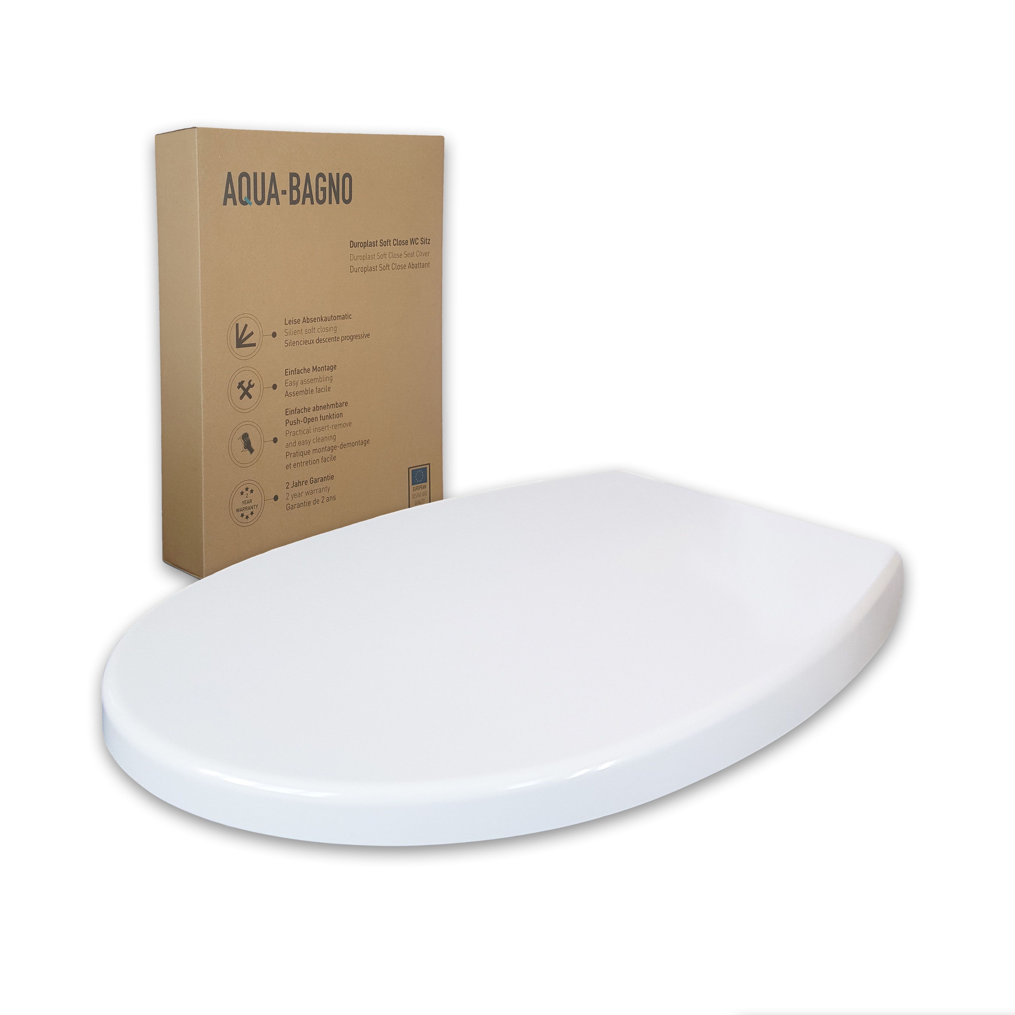 Aqua Bagno Smile - universeller WC-Sitz mit Absenkautomatik Softclose aus Duroplast