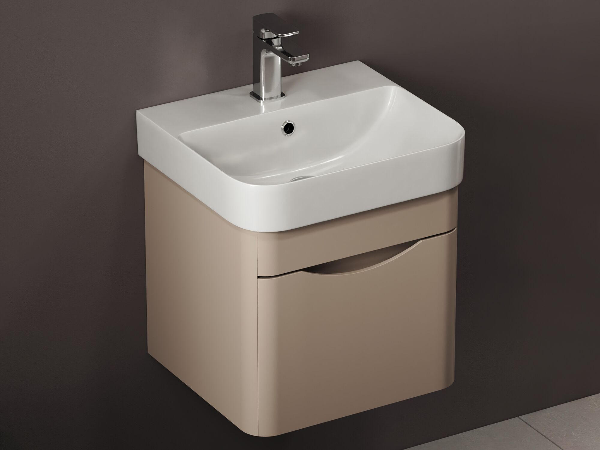 Piccolo 2.0 Badm&ouml;bel 48, Cappuccino, Keramik Waschbecken