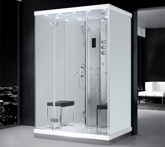 Dampfdusche Relax 140cm Dampfsauna Sauna Nischenmodell wei&szlig; 1400 x 1000 x 2190 mm