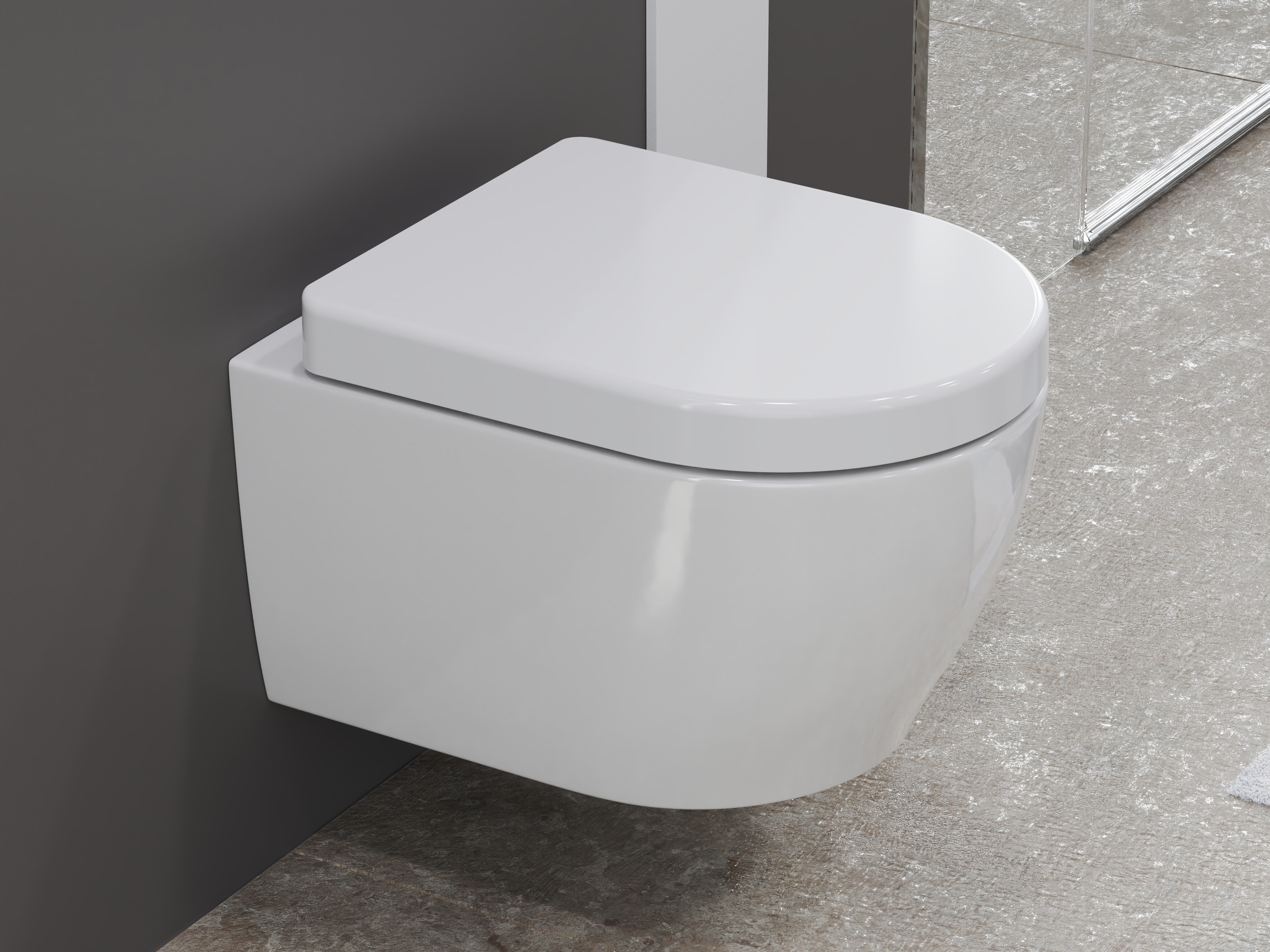 SSWW ALPHA sp&uuml;lrandloses Design H&auml;nge WC Sp&uuml;lrandlos Toilette inkl. WC Sitz mit Softclose Absenkautomatik + Abnehmbar