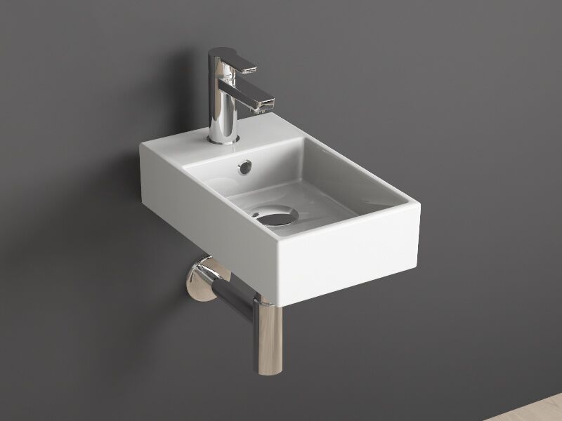 Keramik Waschtisch f&uuml;r G&auml;ste-WC 25x42 cm wei&szlig; Waschbecken