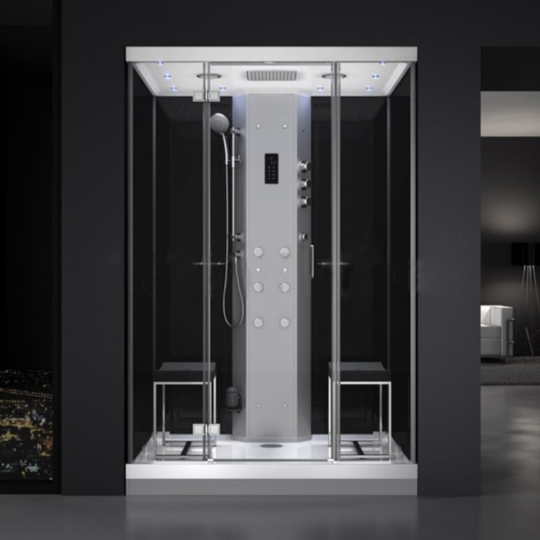 Dampfdusche Relax 140cm Dampfsauna Sauna Nischenmodell schwarz 1400 x 1000 x 2190 mm
